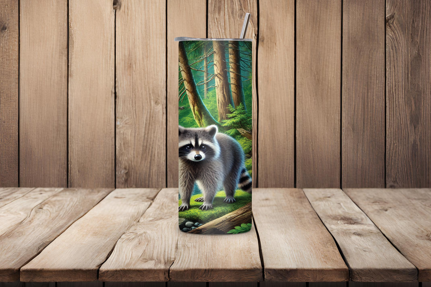 Personalized Woodland Raccoon Tumbler, Forest Bandit Travel Mug, Shadow Forager Cup, Trash Monster Insulated Tumbler 20OZ 30OZ