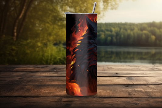 Fiery Wolf Tumbler, Scary Wolf Coffee Cup, Red Glowing Eyes Wolf Travel Mug, 20OZ Tumbler, 22OZ Tumbler, 30OZ Tumbler