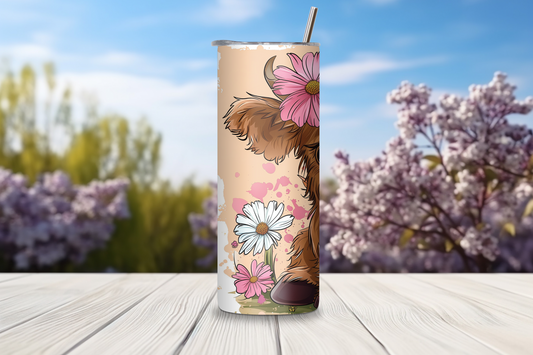 Doing My Best Highland Cow Tumbler, Funny Cow Travel Mug, Flowers and Cow Travel Mug, Gift for Her, 20OZ Tumbler