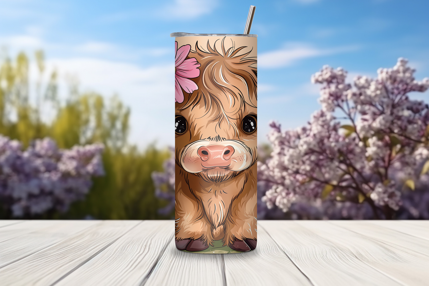 Doing My Best Highland Cow Tumbler, Funny Cow Travel Mug, Flowers and Cow Travel Mug, Gift for Her, 20OZ Tumbler