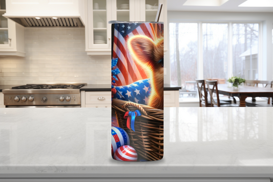 Patriotic Highland Cow Tumbler, American Flag Coffee Cup, Cute Baby Cow Travel Mug, 20OZ Tumbler, 30OZ Tumbler