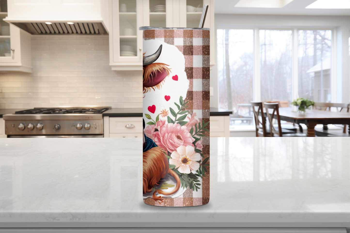 Highland Cow Girl Tumbler, Highland Cow Lover Coffee Mug, Cute Cow Travel Mug, 20OZ Tumbler, 30OZ Tumbler