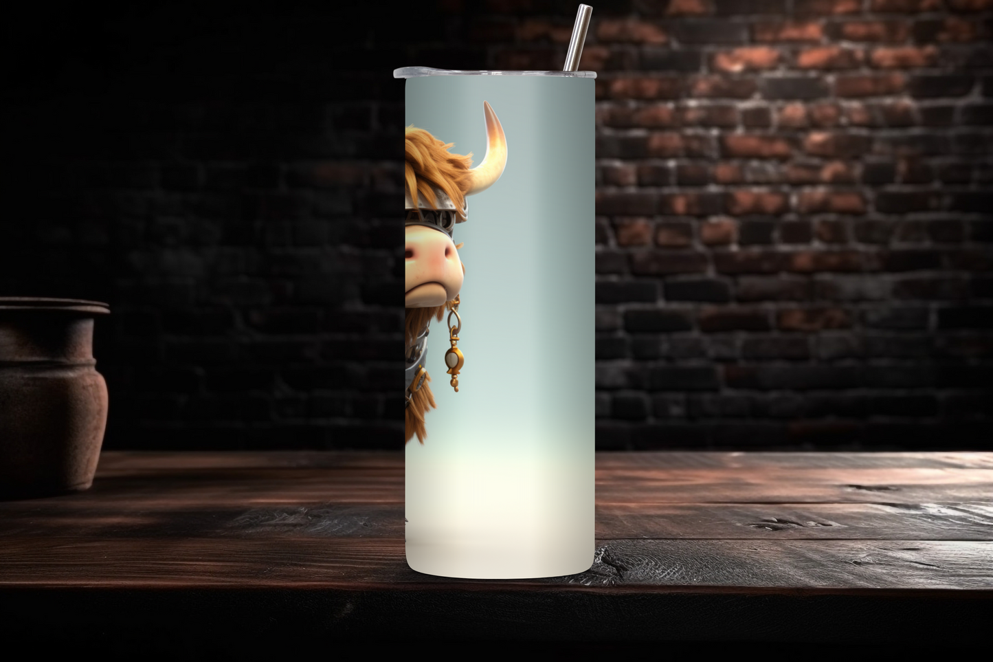 Futuristic Highland Cow Tumbler, Robot Cow Travel Cup, Gift for Him, 20OZ Tumbler, 22OZ Tumbler, 30OZ Tumbler