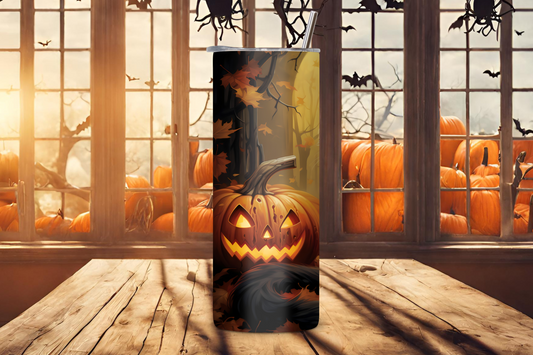 Mystical Midnight Cat Tumbler, Halloween Cat Travel Mug, Cat and Pumpkin Coffee Cup, Fall Cat Season, 20OZ Tumbler, 22OZ Tumbler, 30OZ Tumbler