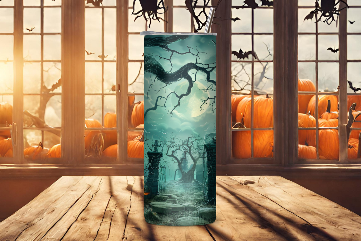 Whispering Woods Halloween Scene Tumbler, Creepy Halloween Night Tumbler, Gift for her, 20OZ Tumbler, 22OZ Tumbler, 30OX Tumbler