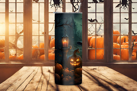 Creepy Pumpkin Eve Tumbler, Haunted Witch Pumpkin Coffee Cup, Spooky Eve Pumpkin Mug, 20OZ Tumbler, 22OZ Tumbler, 30OZ Tumbler