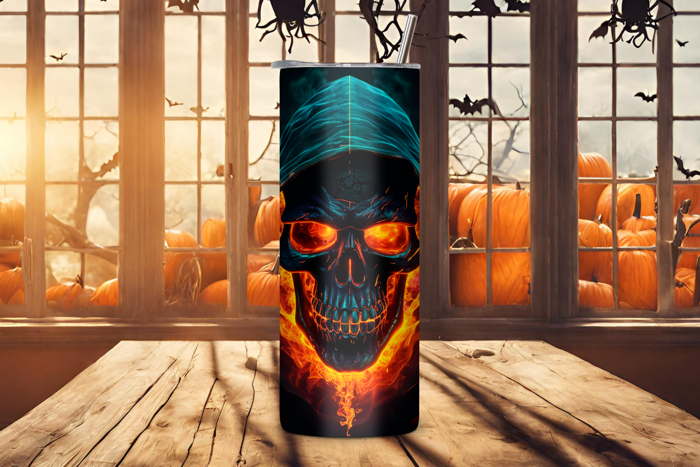 Spooky Skull Personalized Tumbler, Grim Reaper Last Visitor Tumbler, Halloween Travel Mug, 20OZ Tumbler, 22OZ Tumbler, 30OZ Tumbler