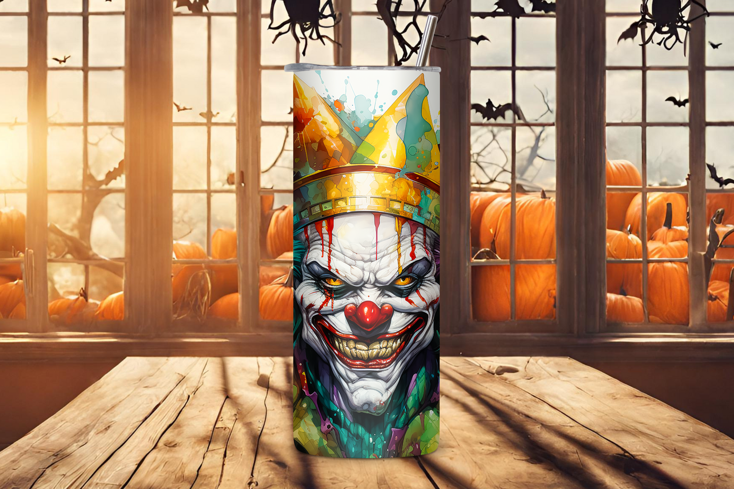 "King of Fears" Halloween Clown Tumbler, Horror Lover Gift Cup, Scary Travel Mug, 20OZ Tumbler, 22OZ Tumbler, 30OZ Tumbler