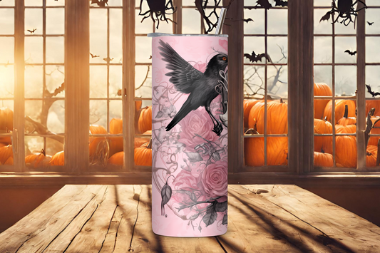 Eternal Bloom Tumbler, Skull and Raven Travel Mug, Rose Skull Mug, Goth Gift, Gift for her, 20OZ Tumbler, 22OZ Tumbler, 30OZ Tumbler
