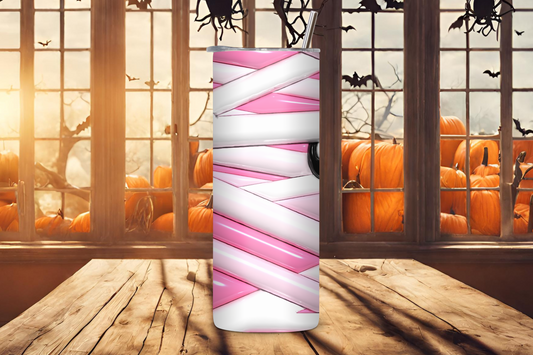Mummy Wrap Tumbler, Pink Mummy Tumbler, Halloween Spooky Season Gift, Gift for Her, 20OZ Tumbler, 22OZ Tumbler, 30OZ Tumbler
