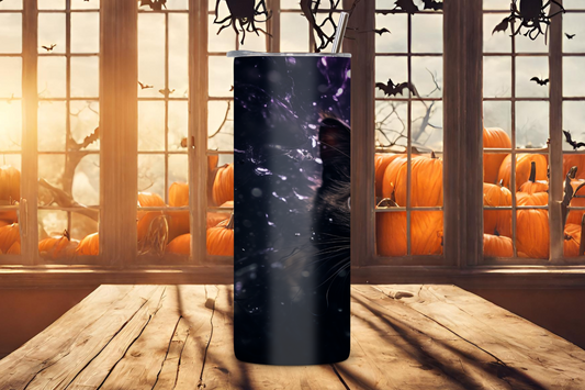 Mystic Purr Halloween Cat Tumbler, Black Cat Coffee Cup, Creepy Spooky Underwater Cat, 20OZ Tumbler, 22OZ Tumbler, 30OZ Tumbler