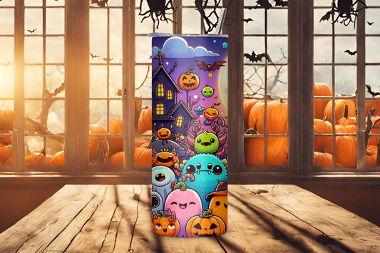 Spooky Cute Halloween Creatures Tumbler, Cute Ghost Tumbler, Playful Halloween Tumbler, 20OZ Tumbler, 22OZ Tumbler, 30OZ Tumbler