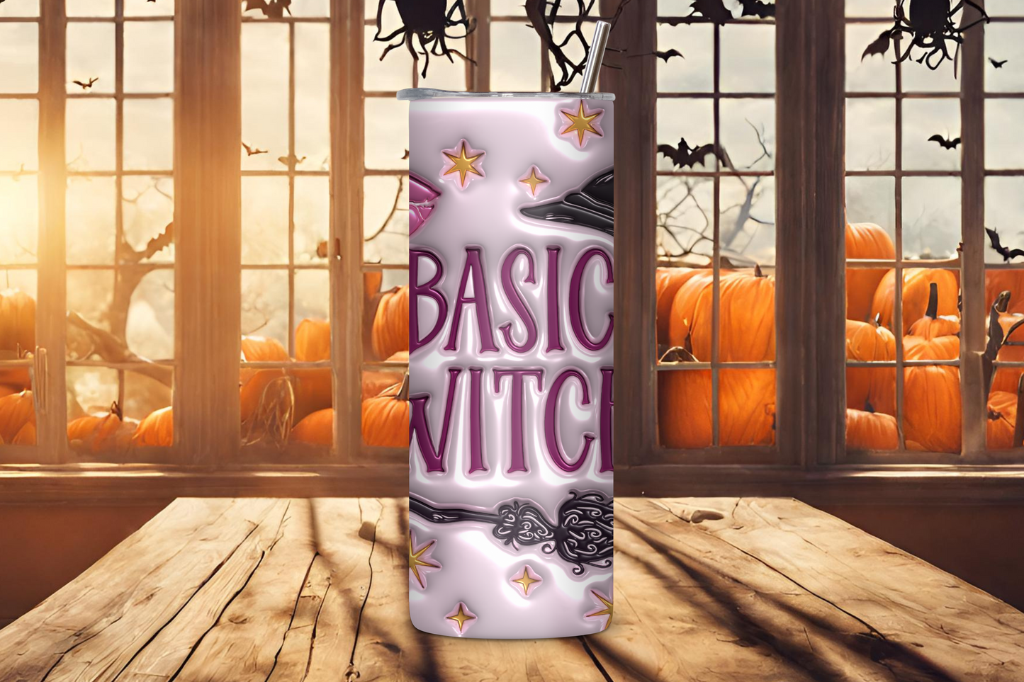 Basic Witch Halloween Tumbler, Pink Witch Cup, Spooky Season Halloween Cup, Gift for Her, 20OZ Tumbler, 22OZ Tumbler, 30OZ Tumbler