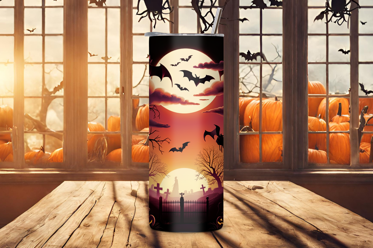 Twilight Shadows Tumbler, Creepy Halloween Night Mug, Graveyard Cup, Gift for Her, 20OZ Tumbler, 22OZ Tumbler, 30OZ Tumbler