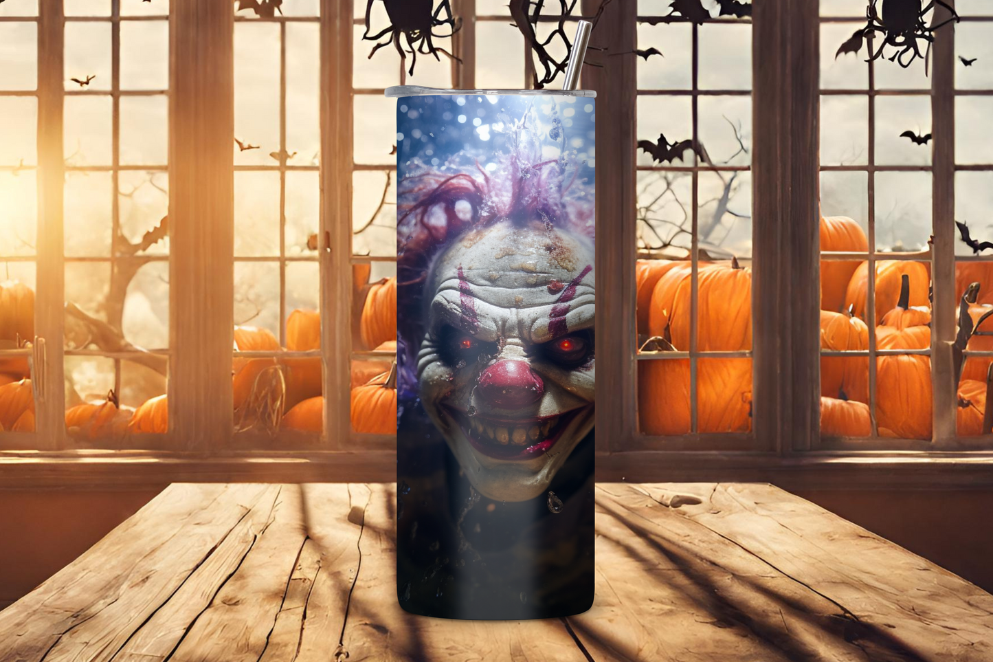 Grinning Terror Halloween Clown Tumbler, Spooky Halloween Jester Cup, Horror and Terror Cup, 20OZ Tumbler, 22OZ Tumbler, 30OZ Tumbler