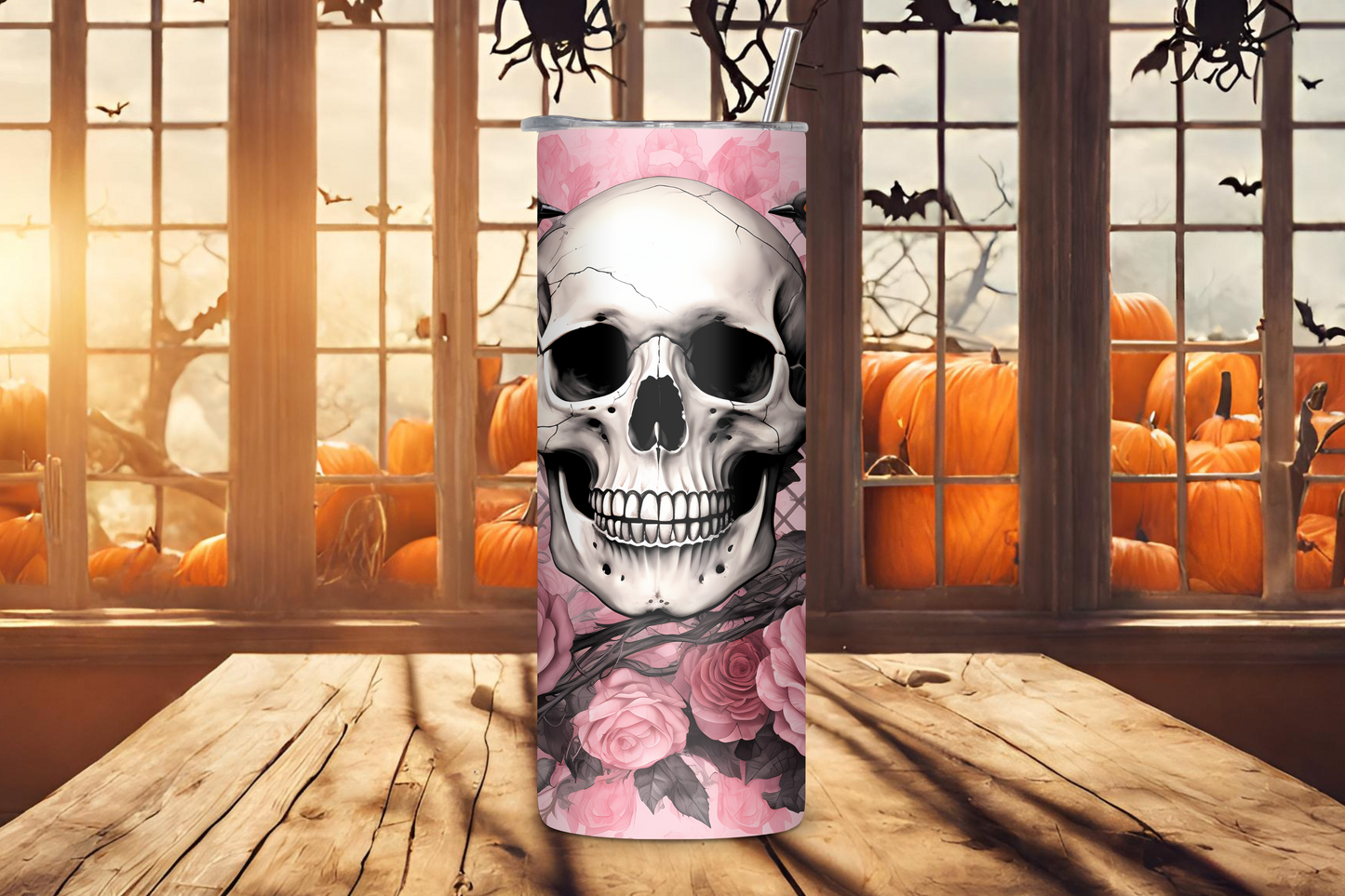 Eternal Bloom Tumbler, Skull and Raven Travel Mug, Rose Skull Mug, Goth Gift, Gift for her, 20OZ Tumbler, 22OZ Tumbler, 30OZ Tumbler