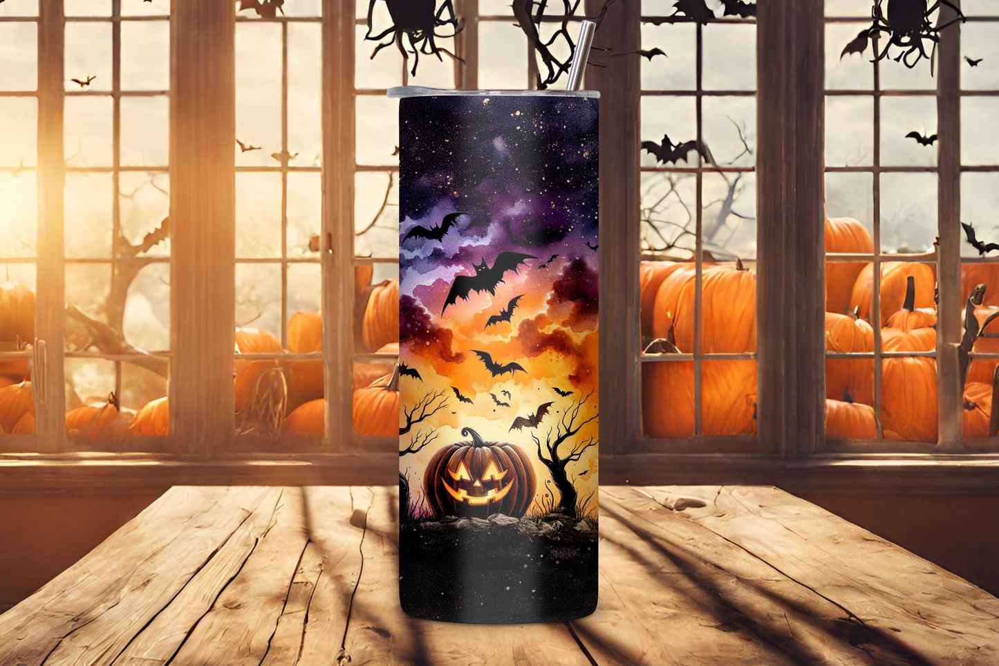 Autumn Magic Tumbler, Night and Day Change Travel Mug, Owl, Pumpkin and Bat Mug, 20OZ Tumbler, 22OZ Tumbler, 30OZ Tumbler