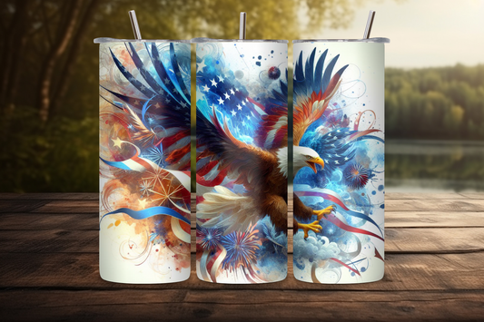 Eagle Majesty Customizable Tumbler, 4th of July Travel Mug, Flag and Eagle Coffee Cup, 20OZ Tumbler, 22OZ Tumbler, 30OZ Tumbler