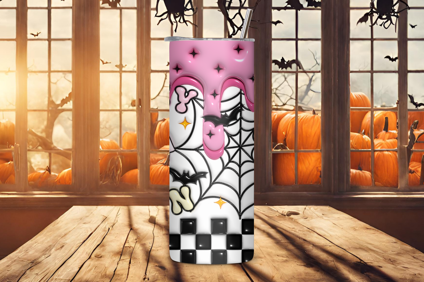 Spooky Season Tumbler, Cute Pink Ghost and Drip Cup, Halloween Tumbler, Gift for Her, 20OZ Tumbler, 22OZ Tumbler, 30OZ Tumbler