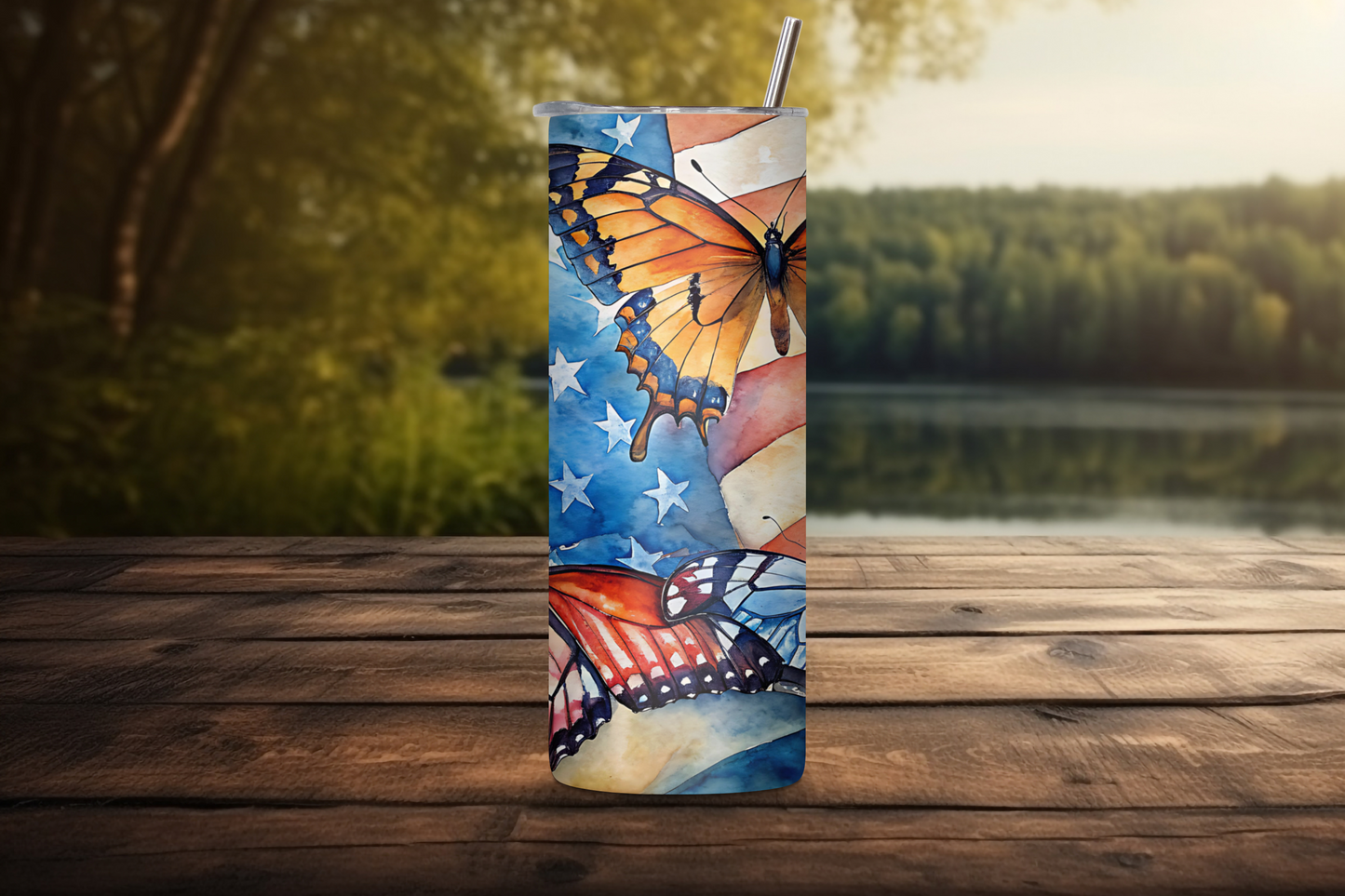 Personalized Butterfly Freedom Tumbler, 4TH of July Travel Mug, Customizable Tumbler, 20OZ Tumbler, 22OZ Tumbler, 30OZ Tumbler