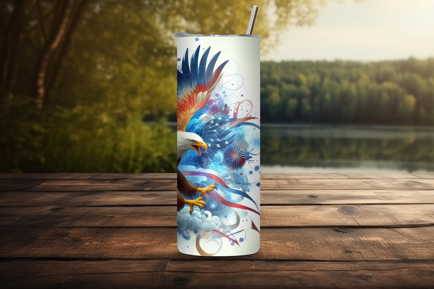 Eagle Majesty Customizable Tumbler, 4th of July Travel Mug, Flag and Eagle Coffee Cup, 20OZ Tumbler, 22OZ Tumbler, 30OZ Tumbler