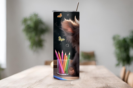 Classroom Cutie Highland Cow Tumbler, Cute Baby Cow Travel Cup, Teacher Gift Coffee Cup, 20OZ Tumbler, 30OZ Tumbler