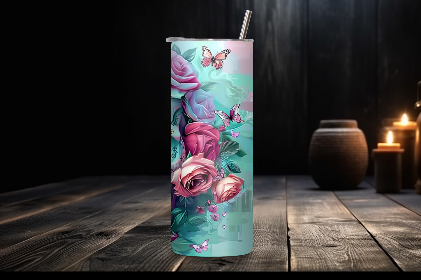 Ethereal Skull and Roses Tumbler, Goth Tumbler, Skull Tumbler, Gift for Her, 20OZ Tumbler, 22OZ Tumbler, 30OZ Tumbler