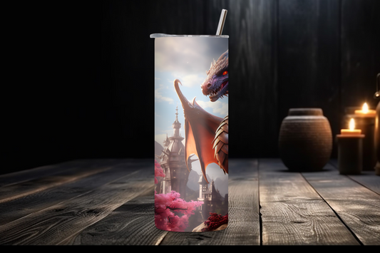 Majestic Dragon Tumbler, Mystic Dragon Coffee Cup, Fantasy Lover Gift, 20OZ Tumbler, 22OZ Tumbler, 30OZ Tumbler