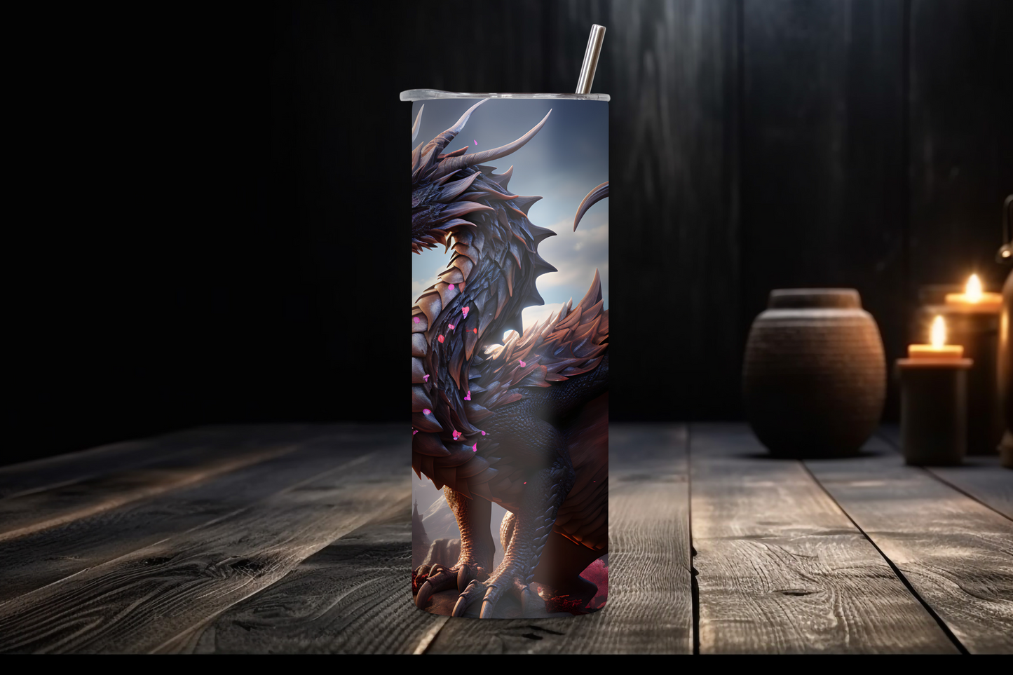 Majestic Dragon Tumbler, Mystic Dragon Coffee Cup, Fantasy Lover Gift, 20OZ Tumbler, 22OZ Tumbler, 30OZ Tumbler