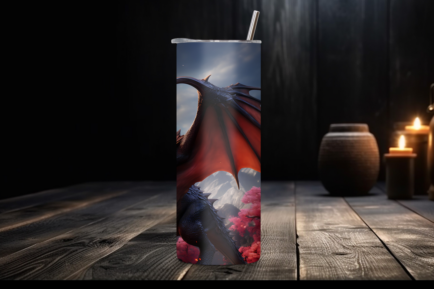 Majestic Dragon Tumbler, Mystic Dragon Coffee Cup, Fantasy Lover Gift, 20OZ Tumbler, 22OZ Tumbler, 30OZ Tumbler
