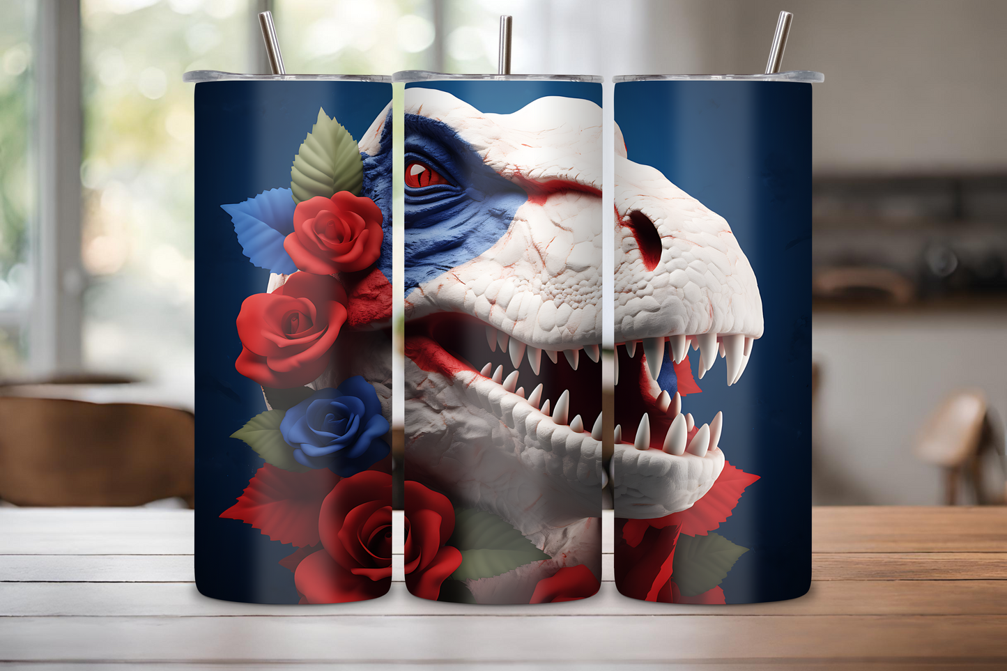 Jurassic Bloom Tumbler, T-rex Coffee Cup, Tyrannosaurus Travel Mug, 20OZ Tumbler, 22OZ Tumbler, 30OZ Tumbler