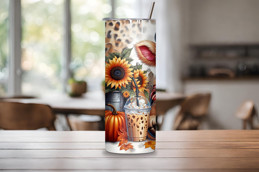 Autumn Charm Highland Cow Tumbler, Cheetah Print Travel Mug, Fall Style Cow Coffee Cup, 20OZ Tumbler, 22OZ Tumbler, 30OZ Tumbler
