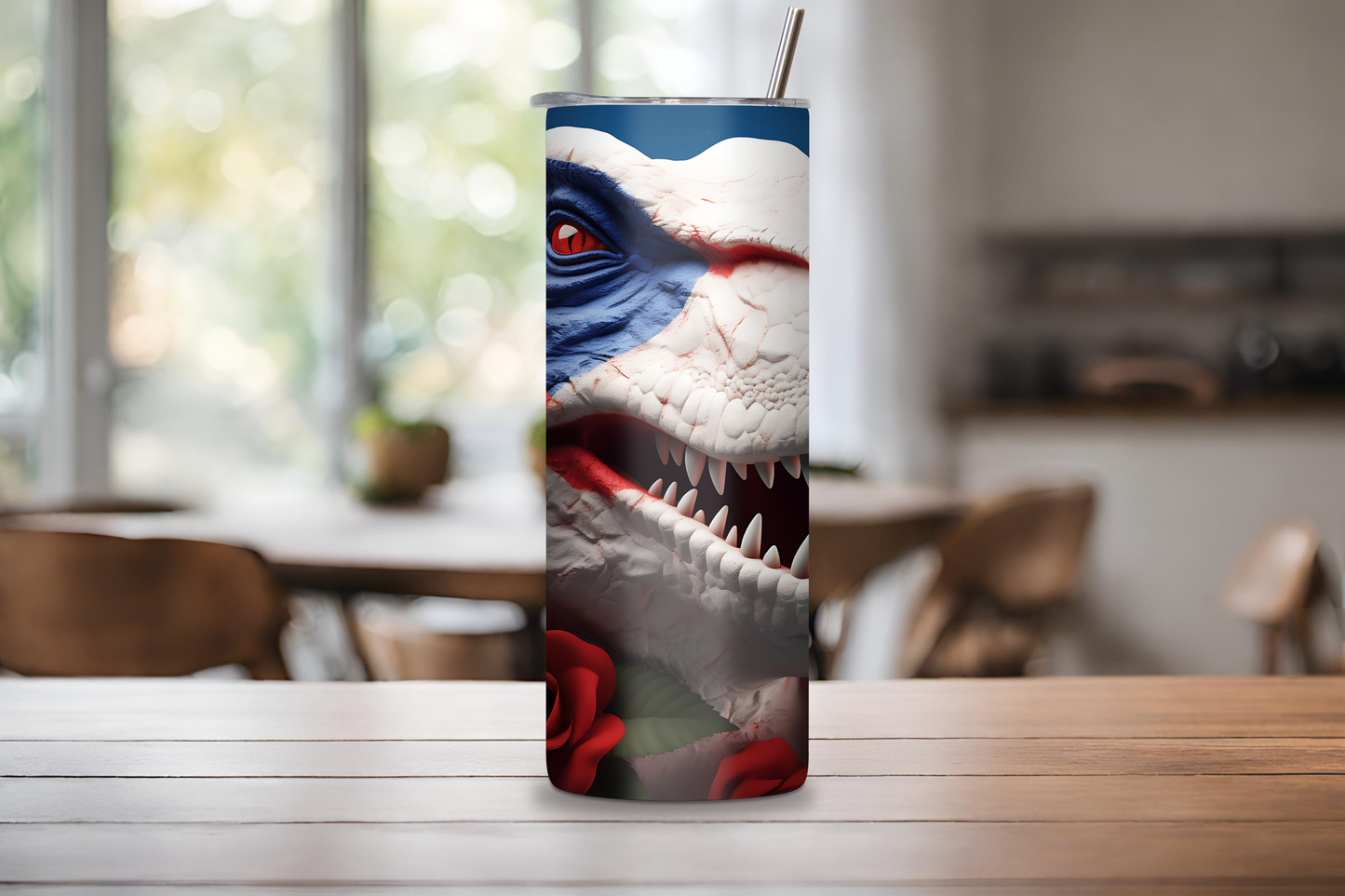 Jurassic Bloom Tumbler, T-rex Coffee Cup, Tyrannosaurus Travel Mug, 20OZ Tumbler, 22OZ Tumbler, 30OZ Tumbler