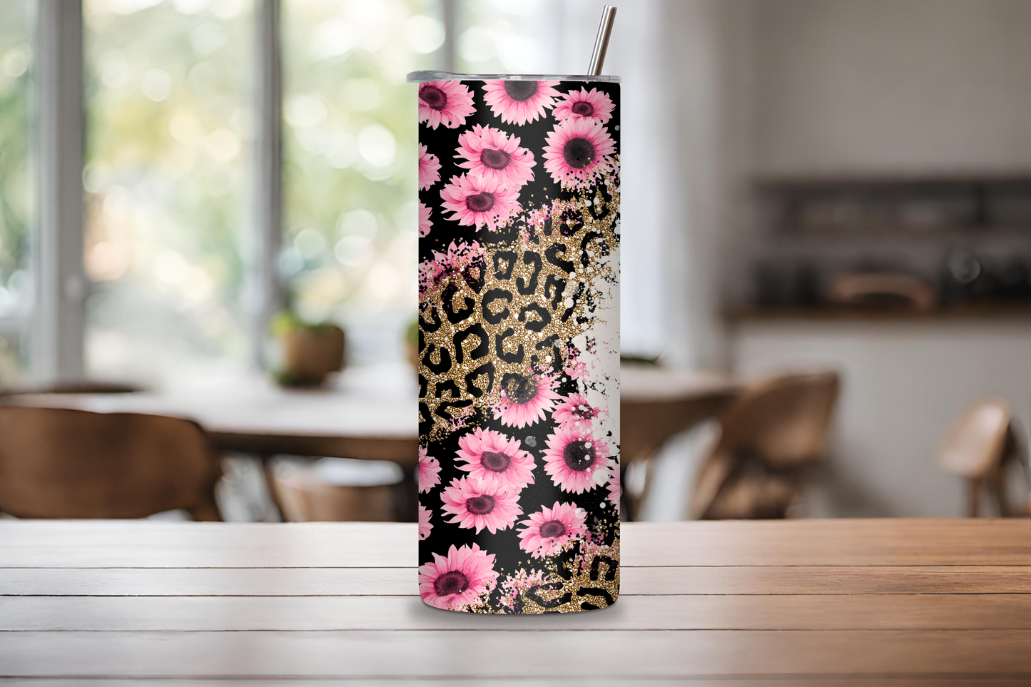 Personalized Mama Leopard Sunflower Tumbler, Mom Appreciation Cup, Mother's Day Gift, Mom Insulated Travel Mug 20OZ 30OZ, Gift for Mom