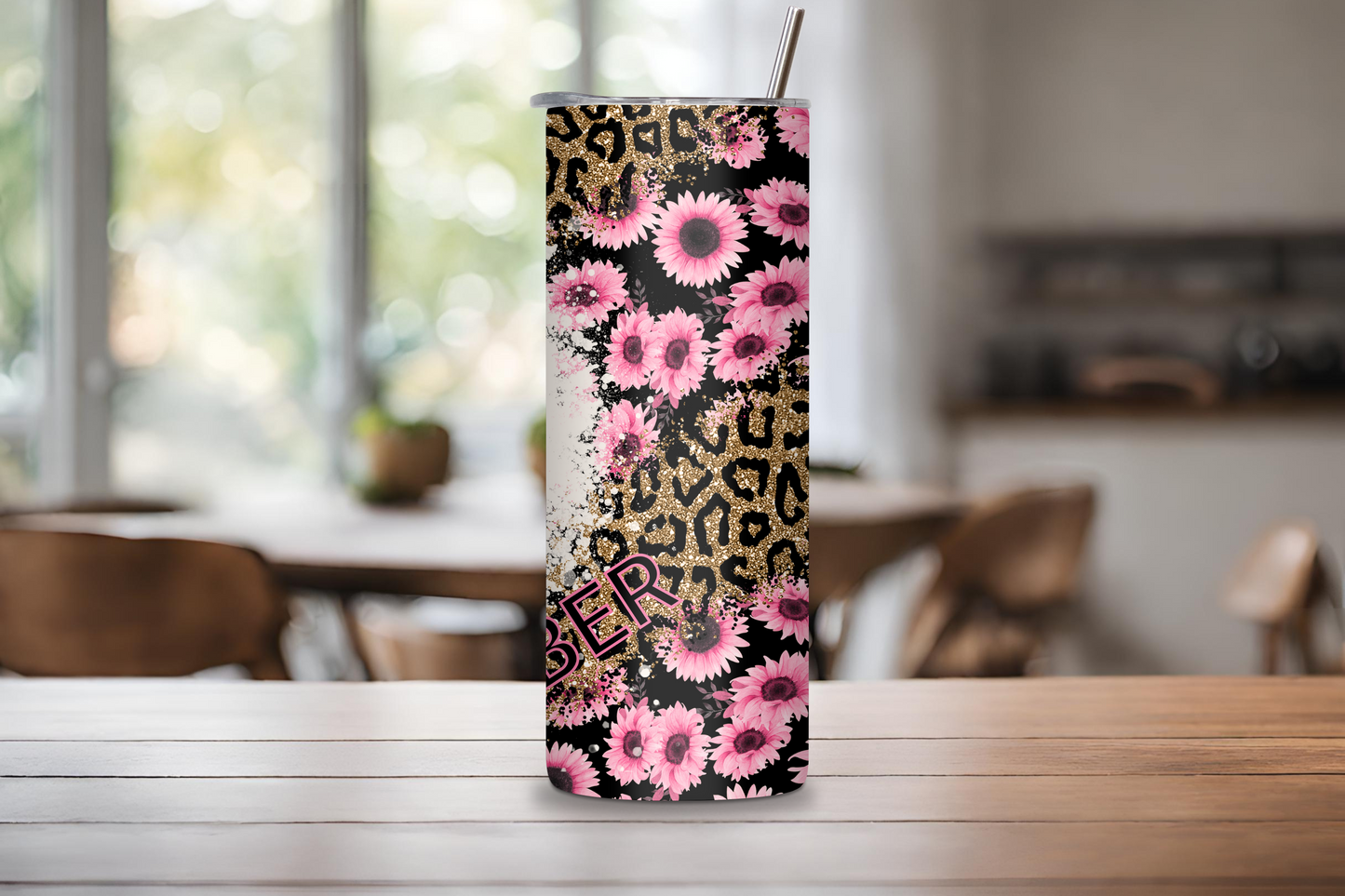 Personalized Mama Leopard Sunflower Tumbler, Mom Appreciation Cup, Mother's Day Gift, Mom Insulated Travel Mug 20OZ 30OZ, Gift for Mom