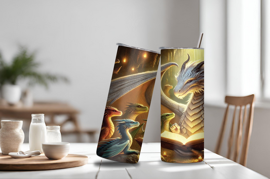 Elder Matron Dragon Tumbler, Wise Dragon Insulted Tumbler, Gift for Mom Grand Mother Mamaw, Mythical Book Dragon Travel Mug Coffee Cup 20OZ 30OZ