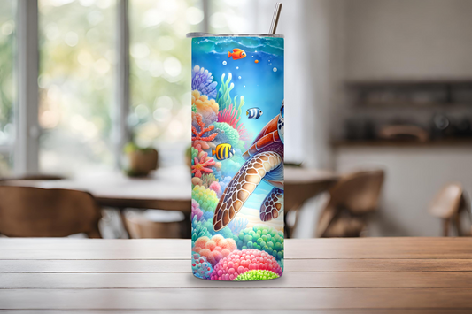 Ocean Explorer Tumbler, Cute Sea Turtle Cup. Rainbow Colored Ocean Travel Mug, 20OZ Tumbler, 22OZ Tumbler, 30OZ Tumbler