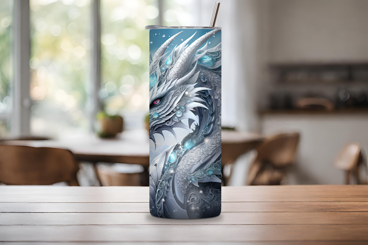 Winter Dragon Tumbler, Ice Dragon, Christmas Dragon, Festival Dragon Mug, 20OZ Tumbler, 22OZ Tumbler, 30OZ Tumbler