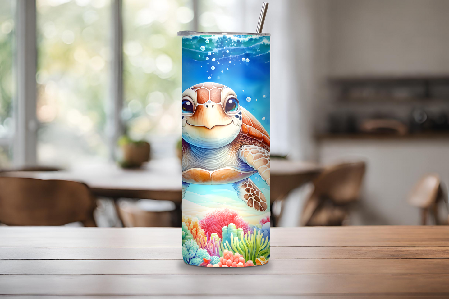 Ocean Explorer Tumbler, Cute Sea Turtle Cup. Rainbow Colored Ocean Travel Mug, 20OZ Tumbler, 22OZ Tumbler, 30OZ Tumbler