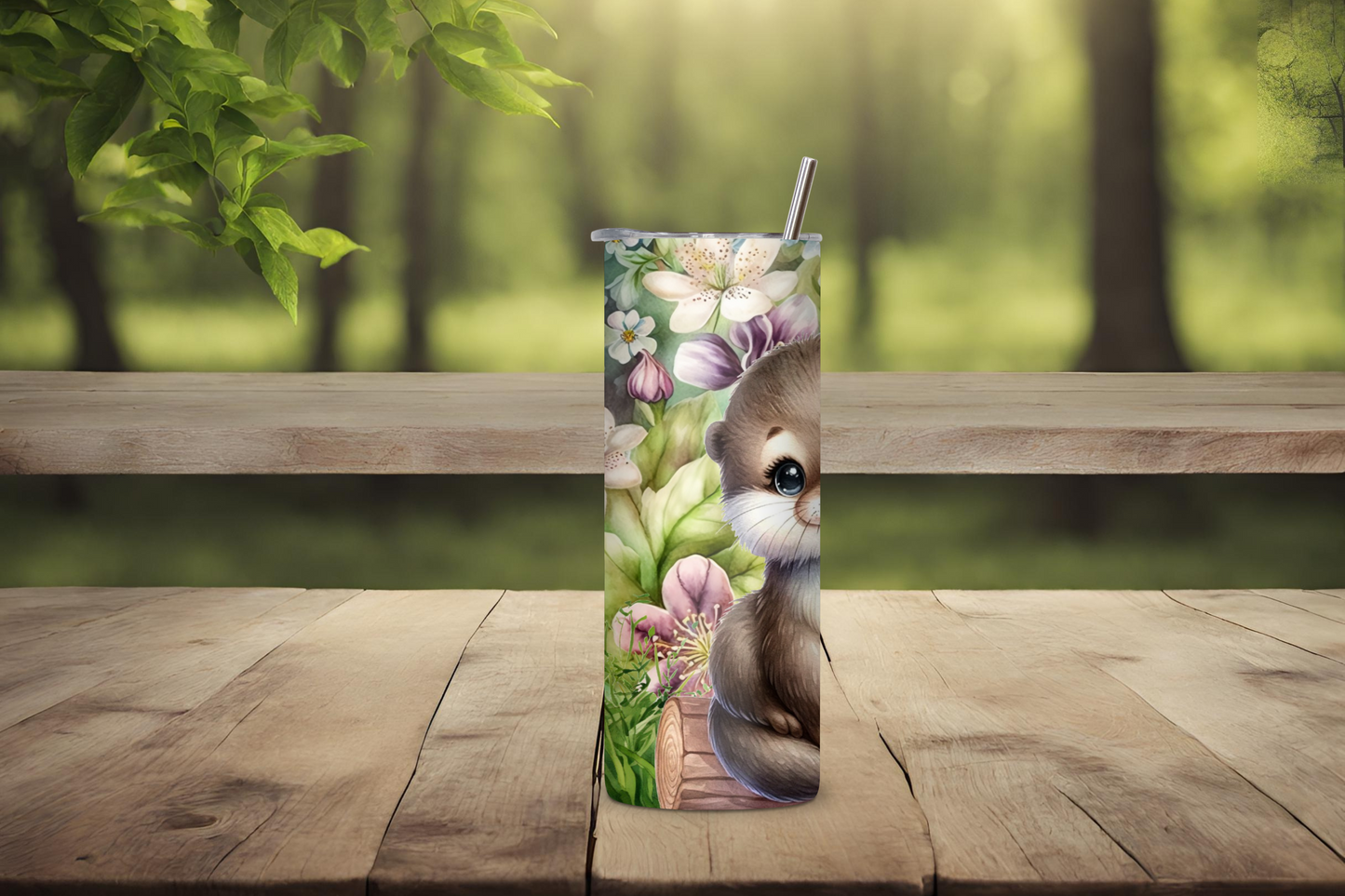 Otter Lover Gift Tumbler, Aquatic Mammal Coffee Cup, River Travel Cup, Gift for Her, Birthday Gift