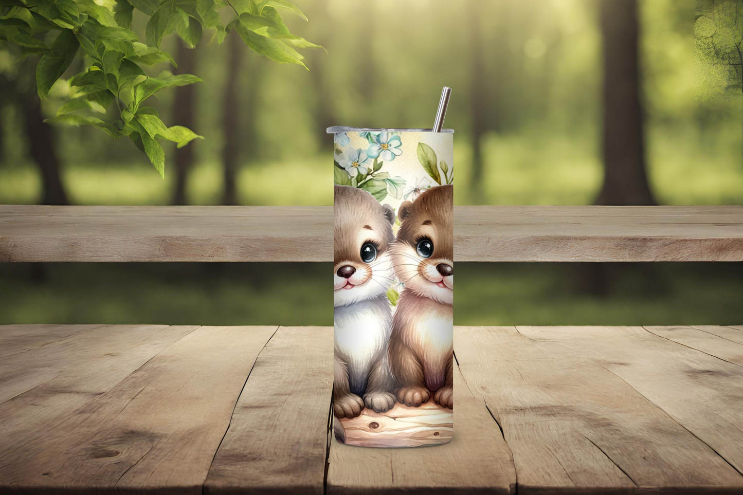 Otter Lover Gift Tumbler, Aquatic Mammal Coffee Cup, River Travel Cup, Gift for Her, Birthday Gift