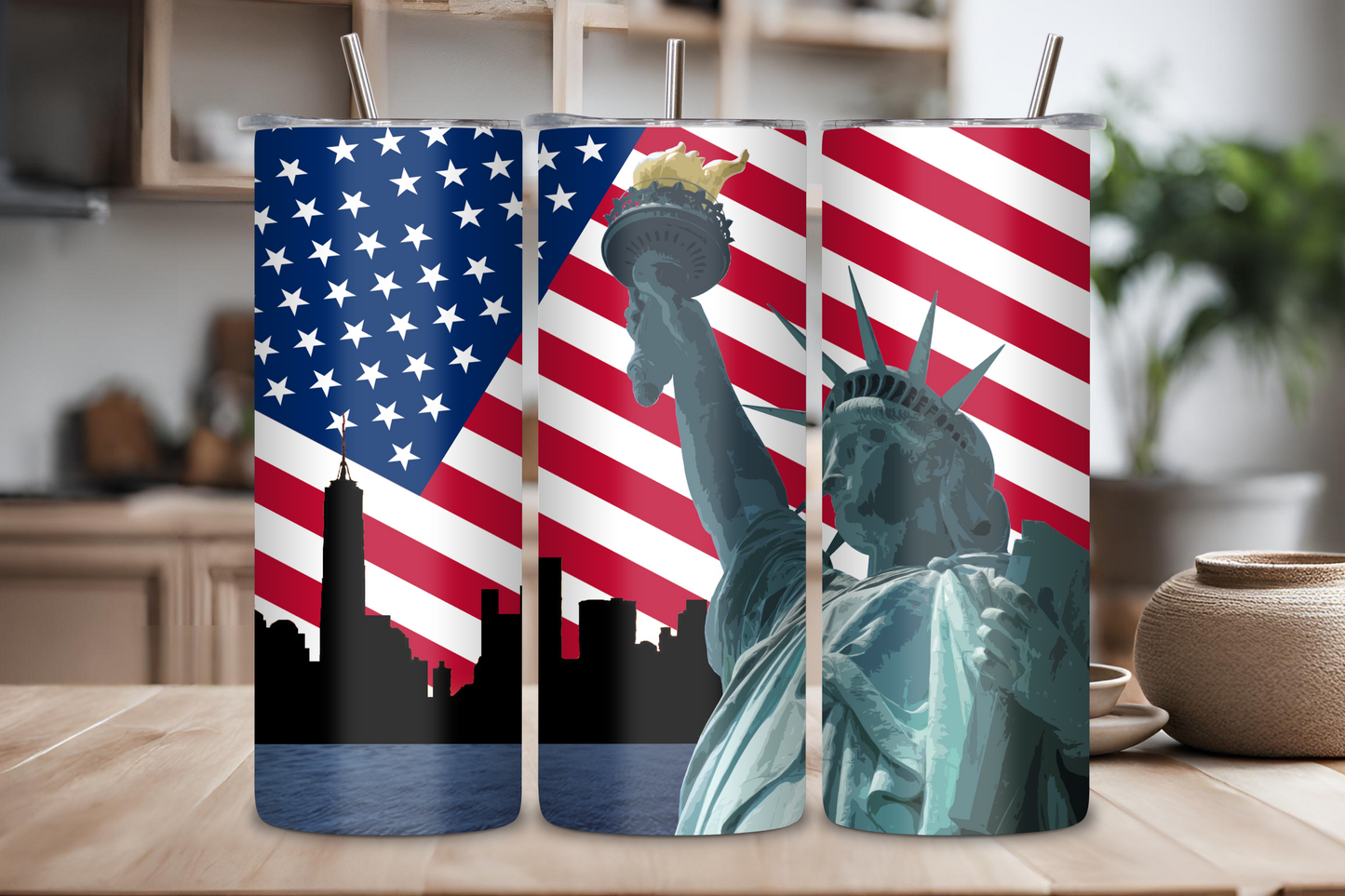 Statue of Liberty Tumbler, 4th of July Tumbler, Flag and Freedom Coffee Cup, Travel Mug, 20OZ Tumbler, 22OZ Tumbler. 30OZ Tumbler