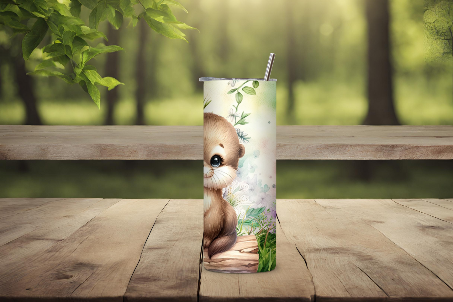 Otter Lover Gift Tumbler, Aquatic Mammal Coffee Cup, River Travel Cup, Gift for Her, Birthday Gift