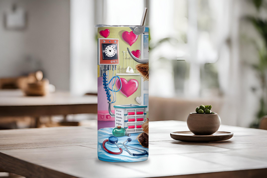 Nurse Appreciation Highland Cow Tumbler, Nurse Gift Travel Mug, Cute Medical Cow Coffee Cup, 20OZ Tumbler, 22OZ Tumbler, 30OZ Tumbler