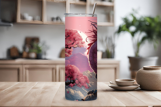 Sakura Dragon Tumbler, Cherry Blossom Dragon Coffee Cup, Fantasy Gift, 20OZ Tumbler, 22OZ Tumbler, 30OZ Tumbler