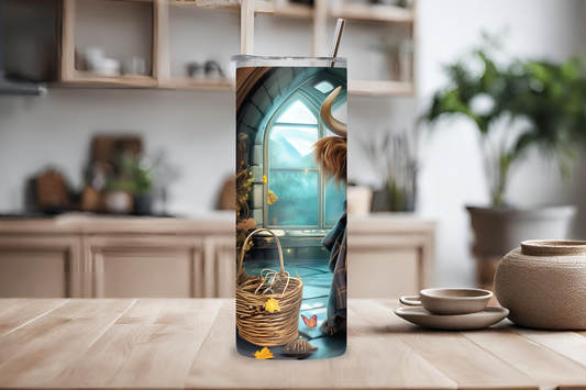 Wizard Highland Cow Tumbler, Mystical Cow Travel Mug, Warlock Coffee Cup, 20OZ Tumbler, 22OZ Tumbler, 30OZ Tumbler