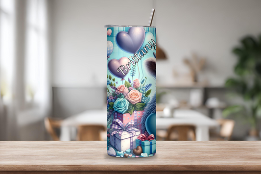 Personalized Valentine Highland Cow Tumbler, Custom Cow Mug, Calf Gift Insulated Tumbler 20OZ 30OZ Tumlber