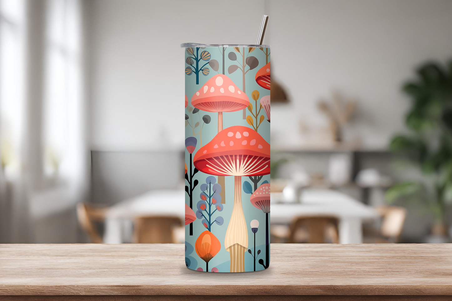 Whimsical Mushroom Tumbler, Mushroom Motif, Mushroom Gift, Cute Mushroom Lover Cup 20OZ 30OZ Tumbler