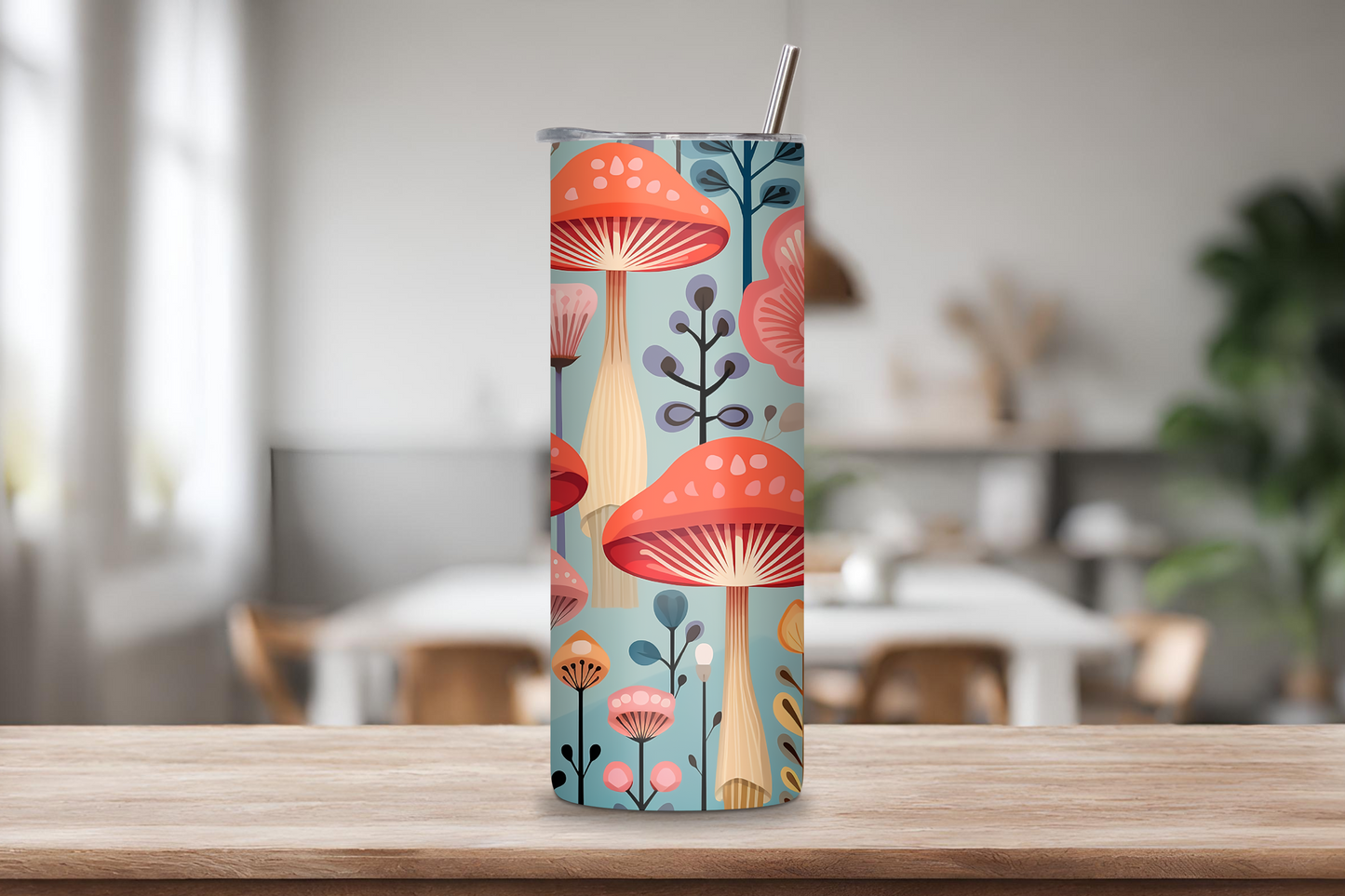 Whimsical Mushroom Tumbler, Mushroom Motif, Mushroom Gift, Cute Mushroom Lover Cup 20OZ 30OZ Tumbler
