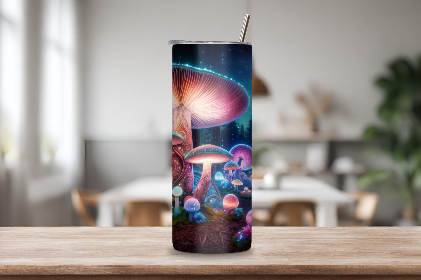 Enchanted Glow Mushroom Tumbler, Neon Mushroom Motif, Mushroom Lover Gifts, Gift for Her, 20OZ 30OZ Tumbler